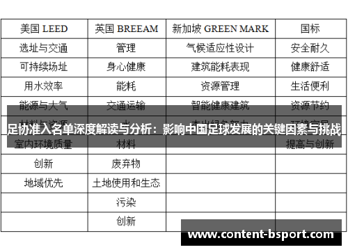 足协准入名单深度解读与分析：影响中国足球发展的关键因素与挑战